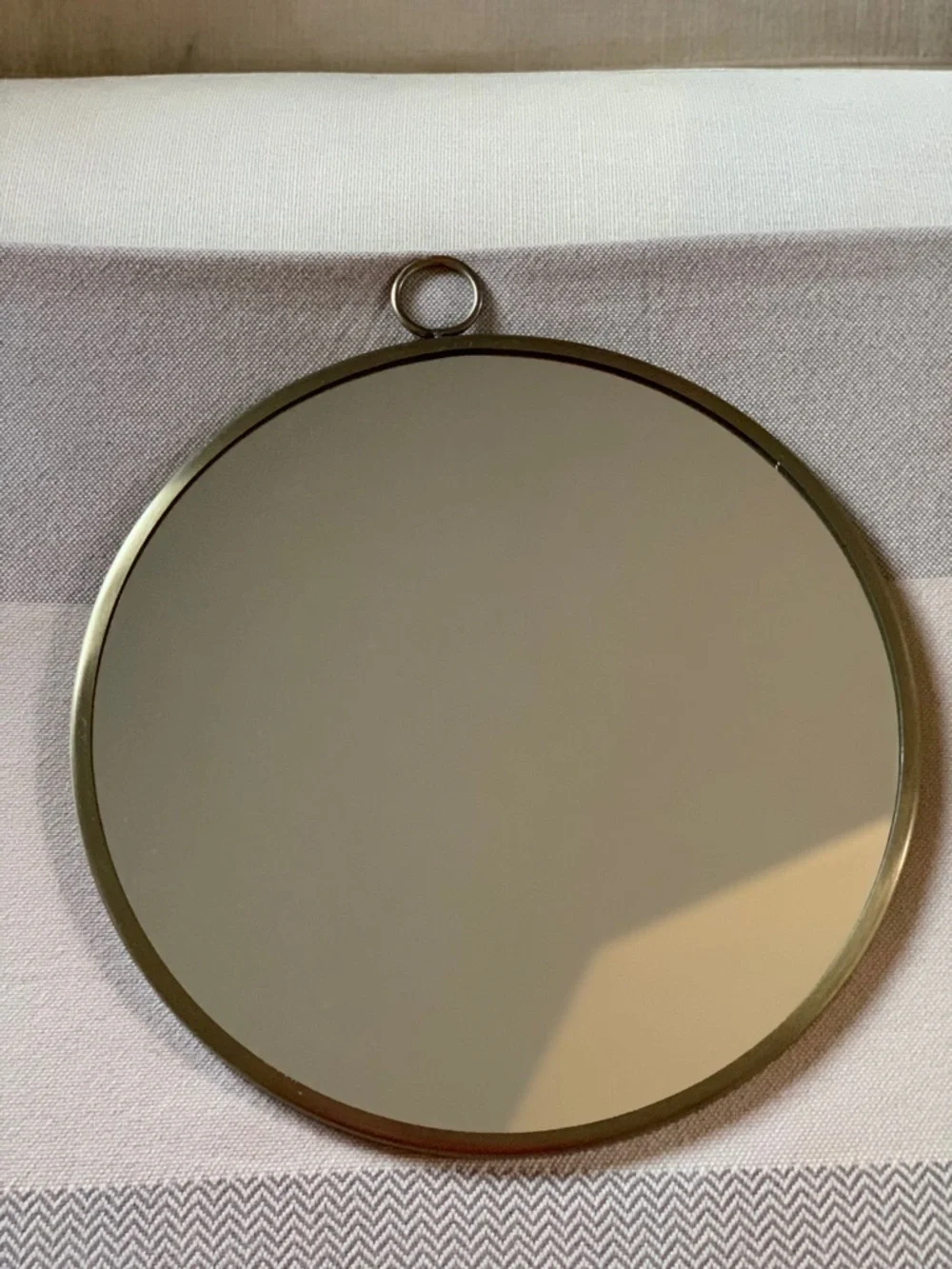 Lacquered Brass Ring Finish Round Wall Mirror 12” x 12”